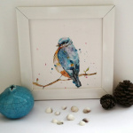 Watercolor painting "Blue Bird" by Negar