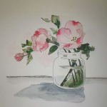 Watercolor painting of flowers