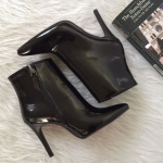 Women's black ankle boots with 9 cm nails, varnished leather