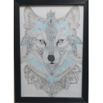Wolf painting executed with mandala