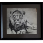 Black painting of a lion pen