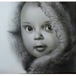 Black pen drawing of a child model